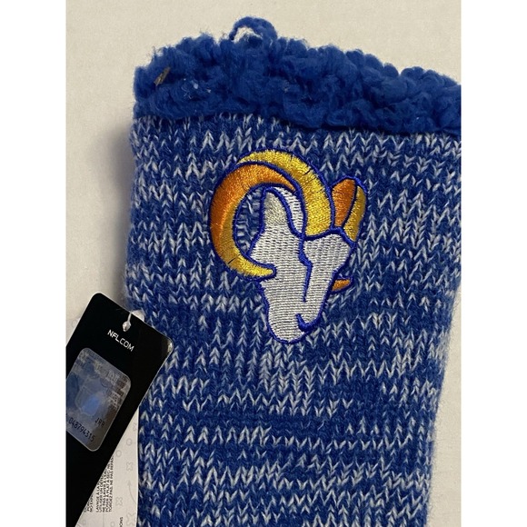 NWT Rams Blue Colorblend Faux Fur Lined Footy Slippers - Picture 2 of 5